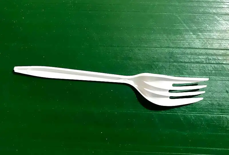 Disposable Forks with Automatic Packaging produced by ChenHsong EM260-SVP/2 Injection Molding Machine